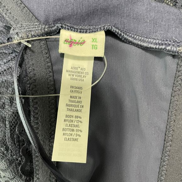 Aerie Womens Bra Size XL Blue Floral Lace Halter Neck Padded Bralette Wireless - Picture 4 of 5